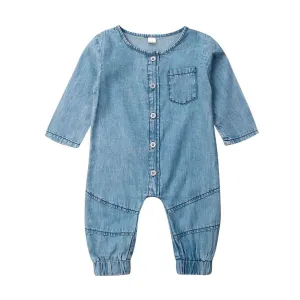 Denim Long Sleeve Baby Jumpsuit