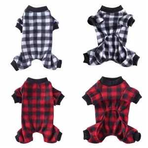 Dog Pajamas Winter Dog Clothes Dot Print Warm Jumpsuits Coat Nightshirt