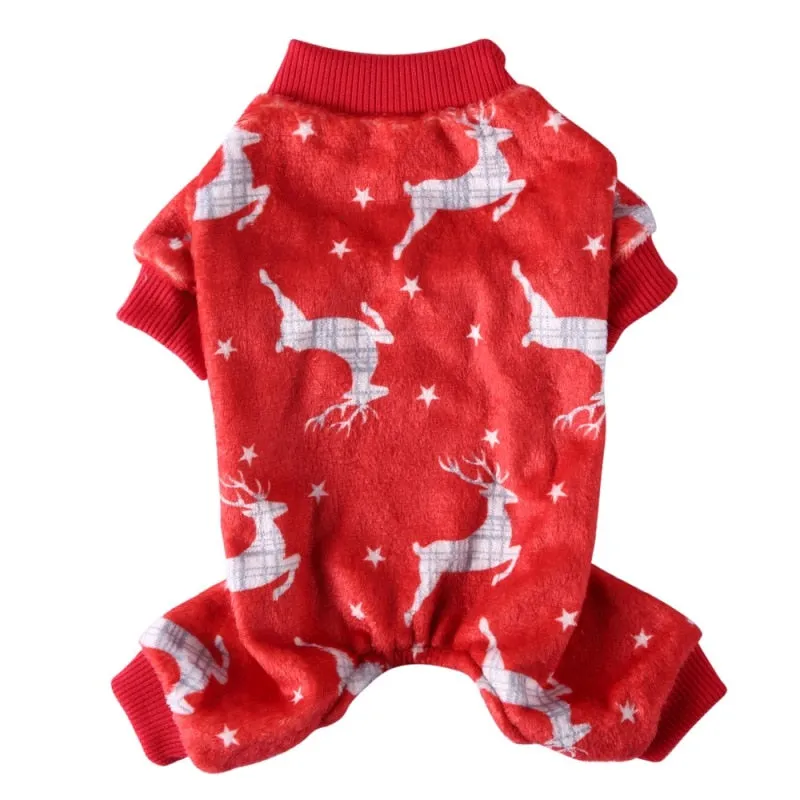 Dog Pajamas Winter Dog Clothes Dot Print Warm Jumpsuits Coat Nightshirt