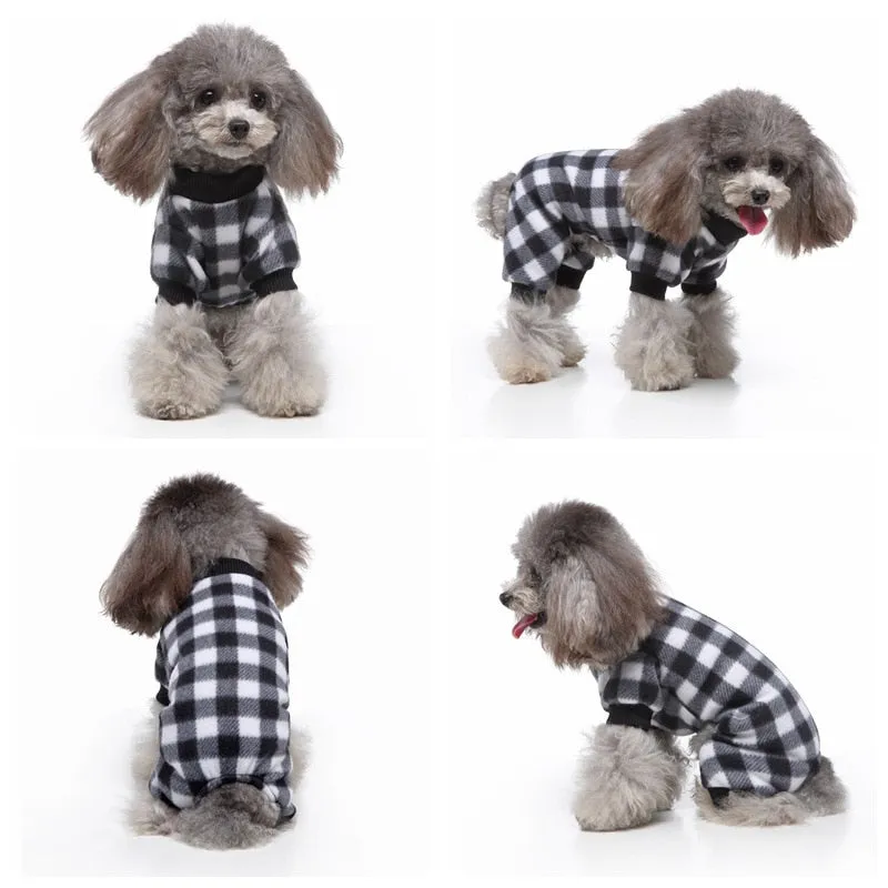 Dog Pajamas Winter Dog Clothes Dot Print Warm Jumpsuits Coat Nightshirt