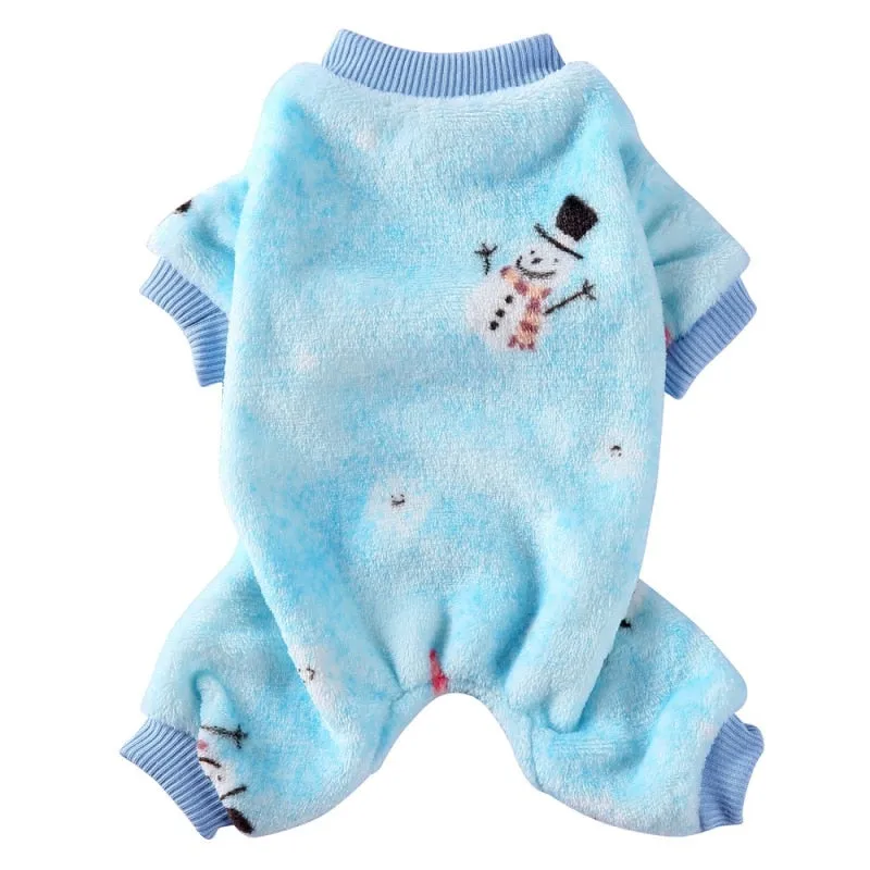 Dog Pajamas Winter Dog Clothes Dot Print Warm Jumpsuits Coat Nightshirt