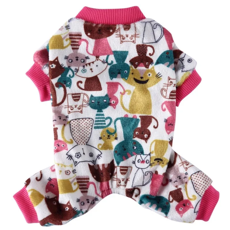 Dog Pajamas Winter Dog Clothes Dot Print Warm Jumpsuits Coat Nightshirt