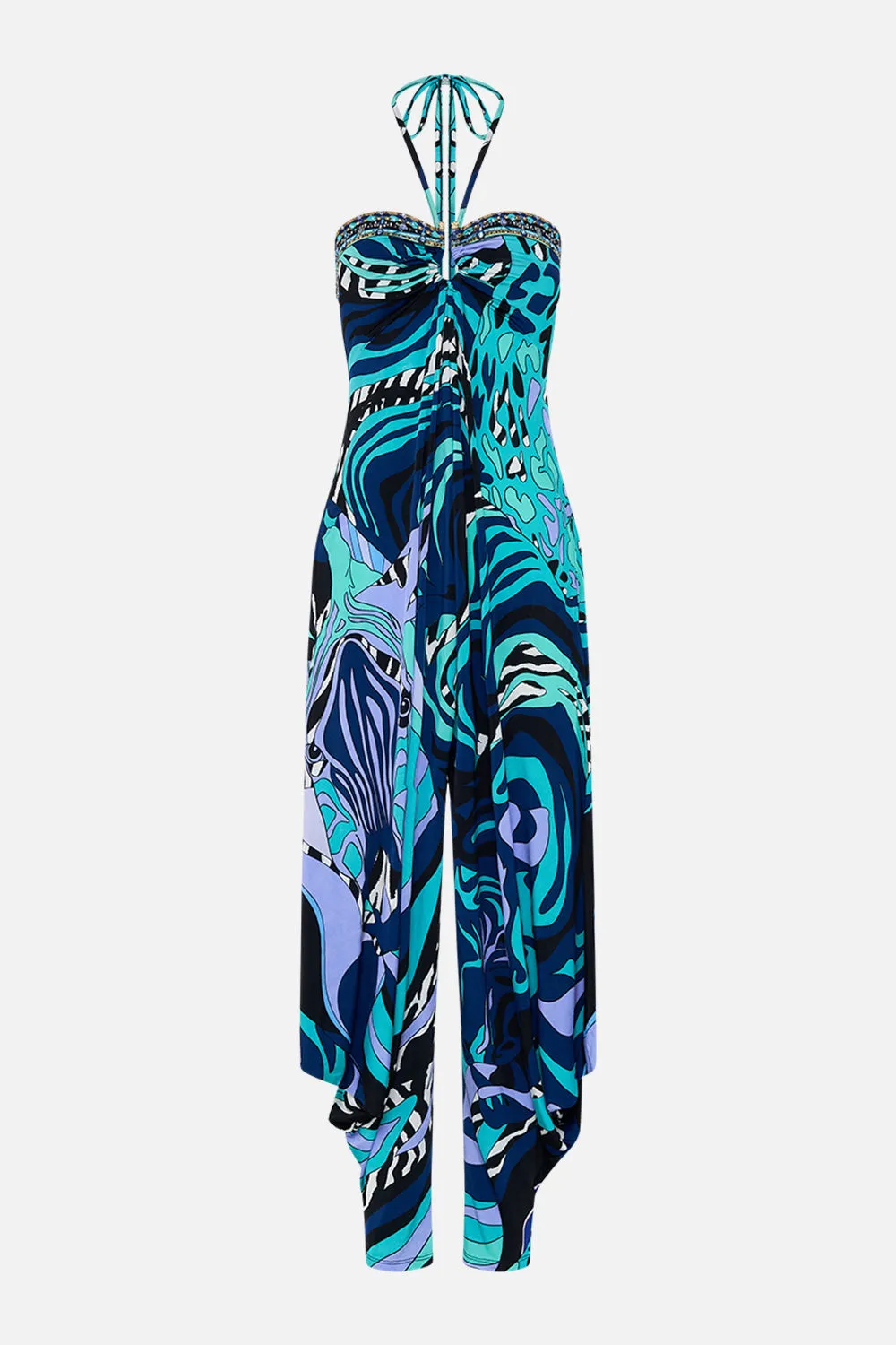 DRAPED PANT JUMPSUIT WITH HARDWARE VIVIDLY VENICE