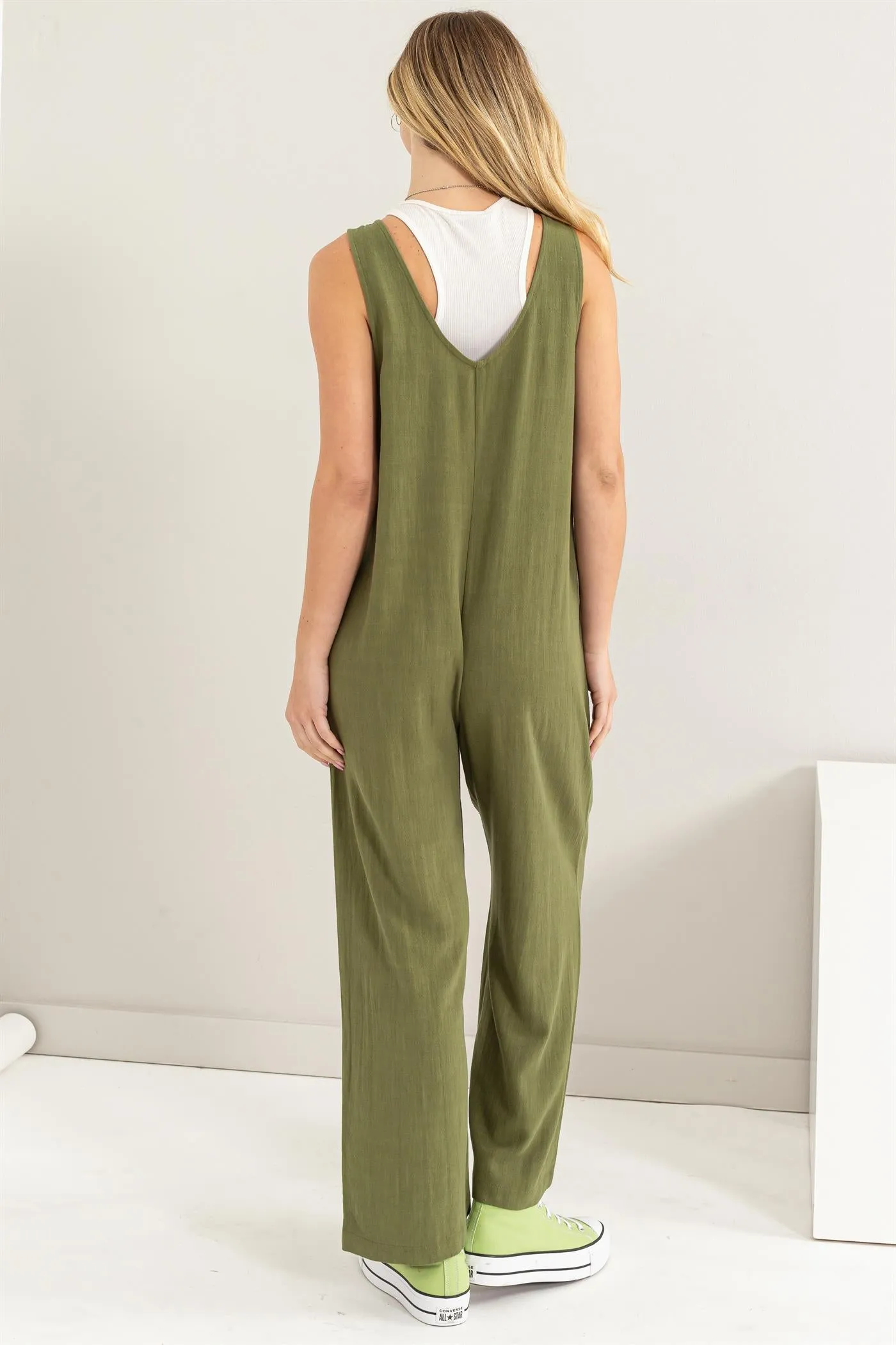 DZ24A886-Linen Sleeveless Jumpsuit