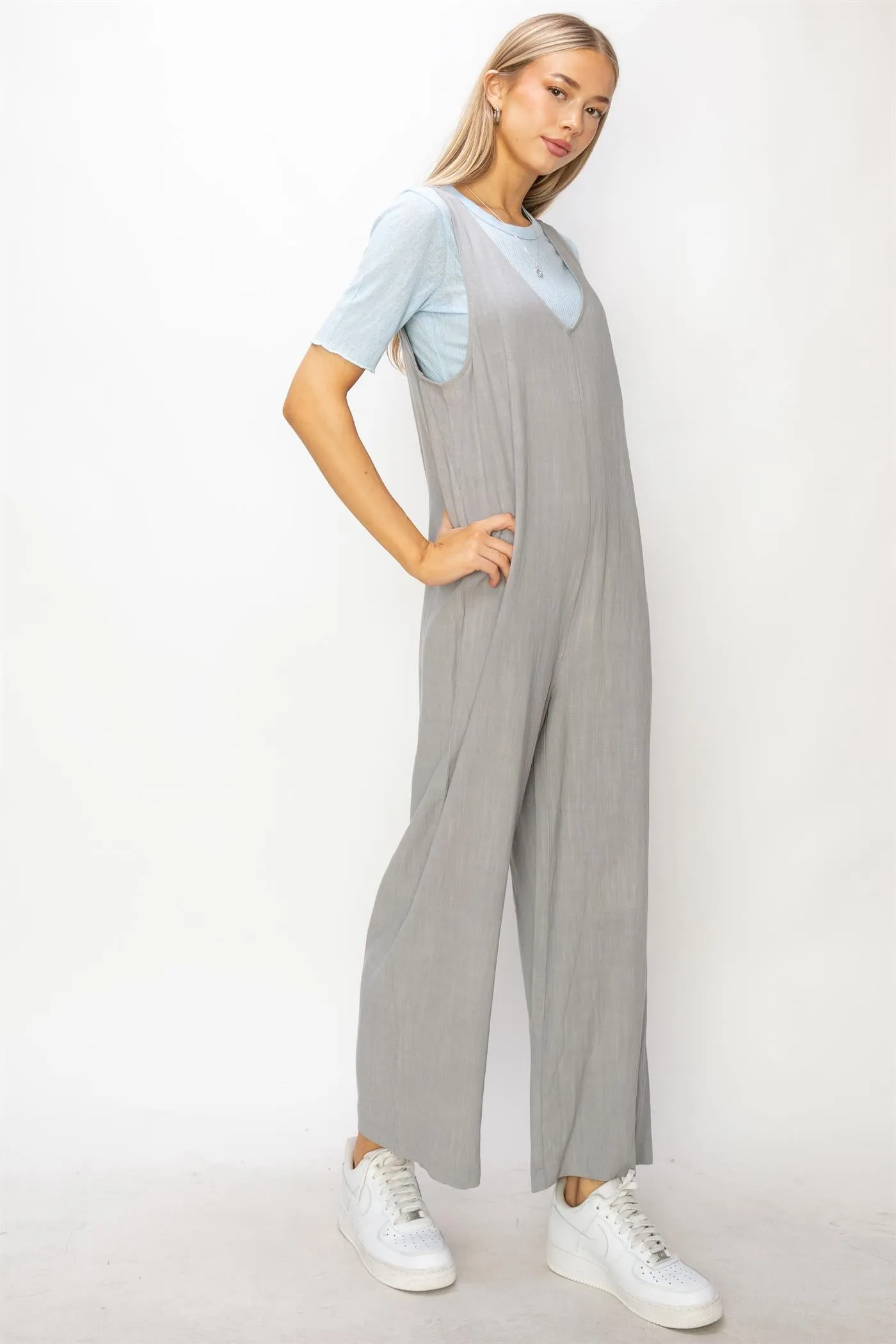 DZ24A886-Linen Sleeveless Jumpsuit