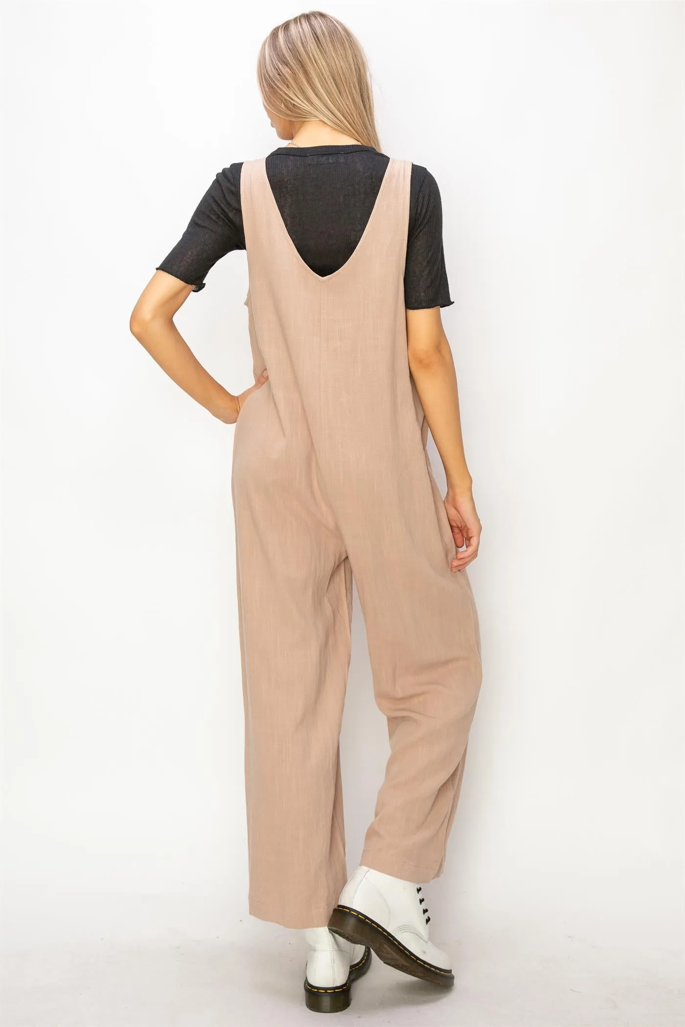 DZ24A886-Linen Sleeveless Jumpsuit