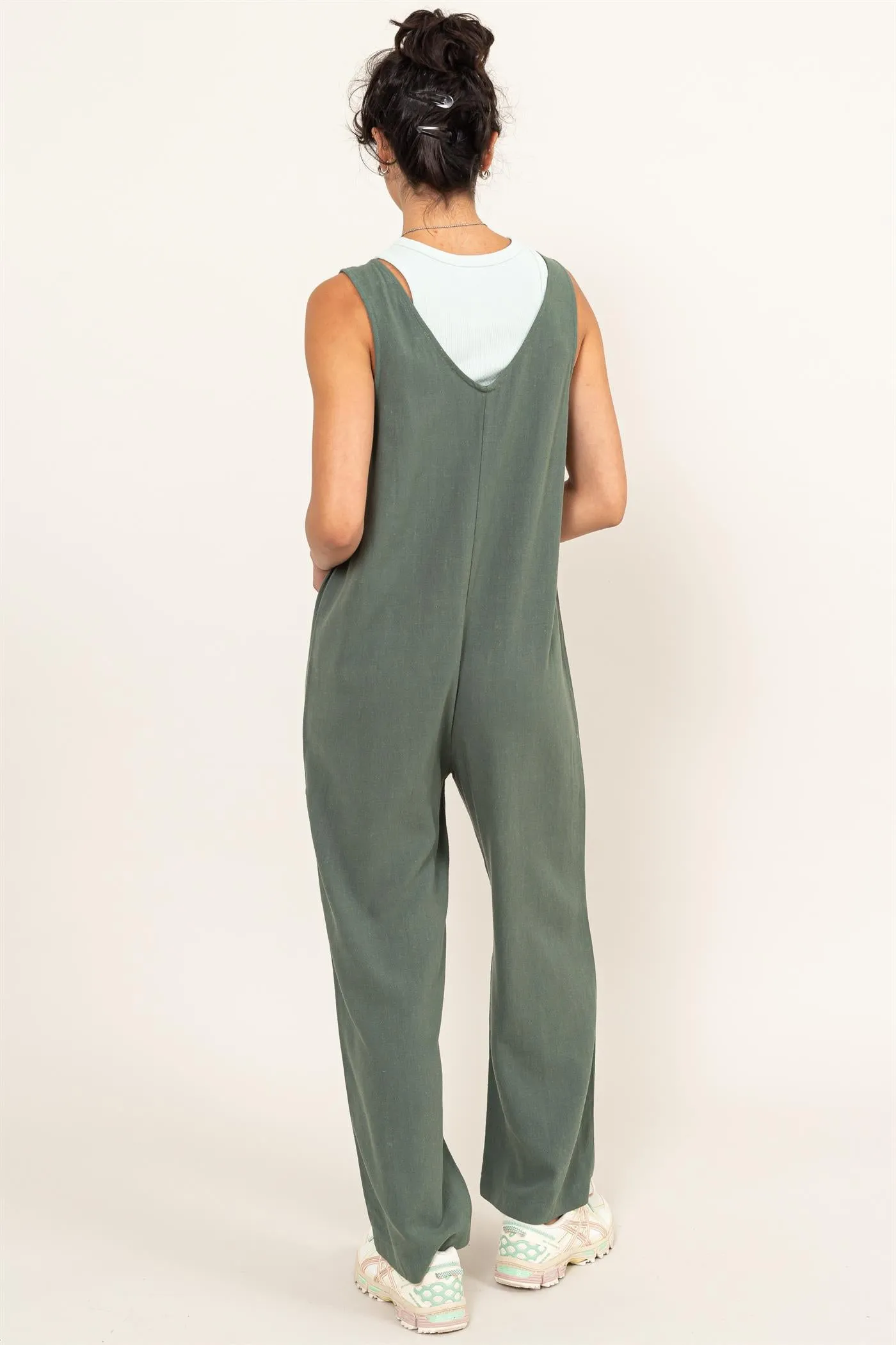 DZ24A886-Linen Sleeveless Jumpsuit