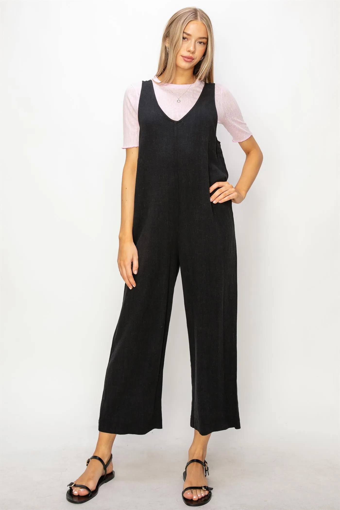 DZ24A886-Linen Sleeveless Jumpsuit