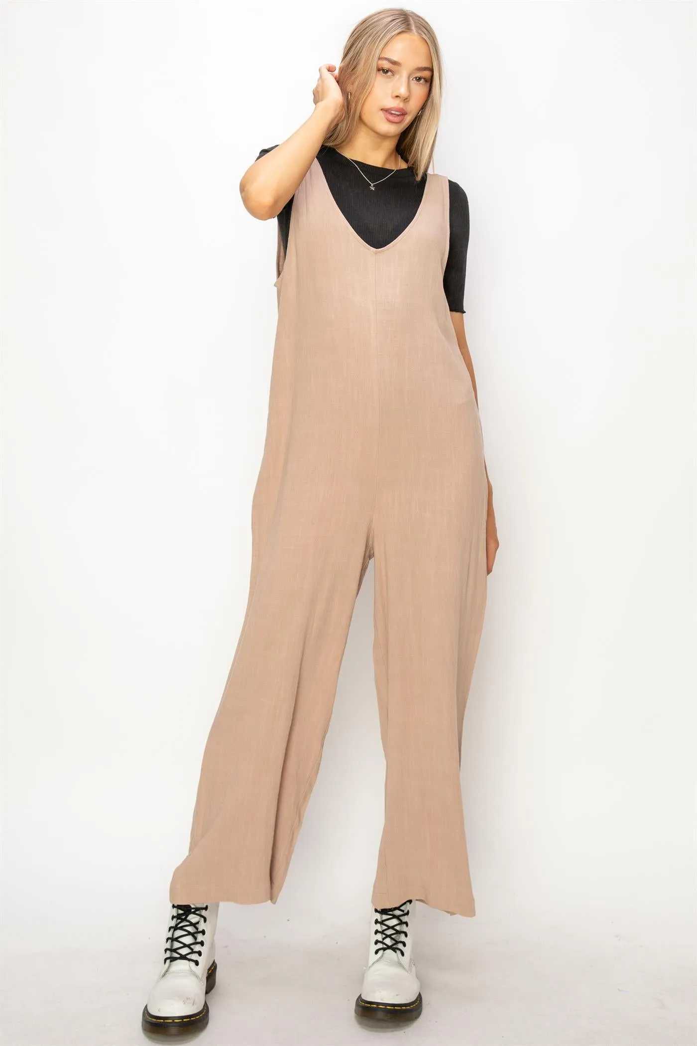 DZ24A886-Linen Sleeveless Jumpsuit