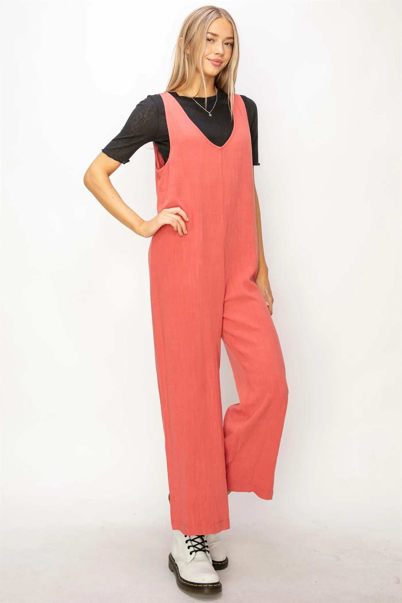 DZ24A886-Linen Sleeveless Jumpsuit