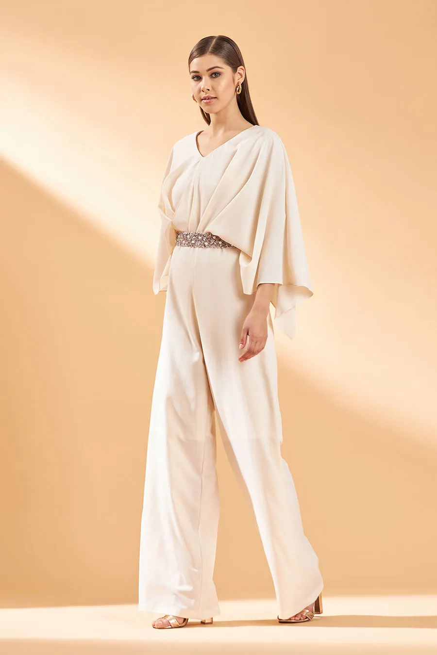 Ecru Sophie Jumpsuit With Belt