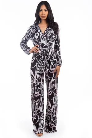 Effortless Elegance: Multi-Print V-Neck Jumpsuit