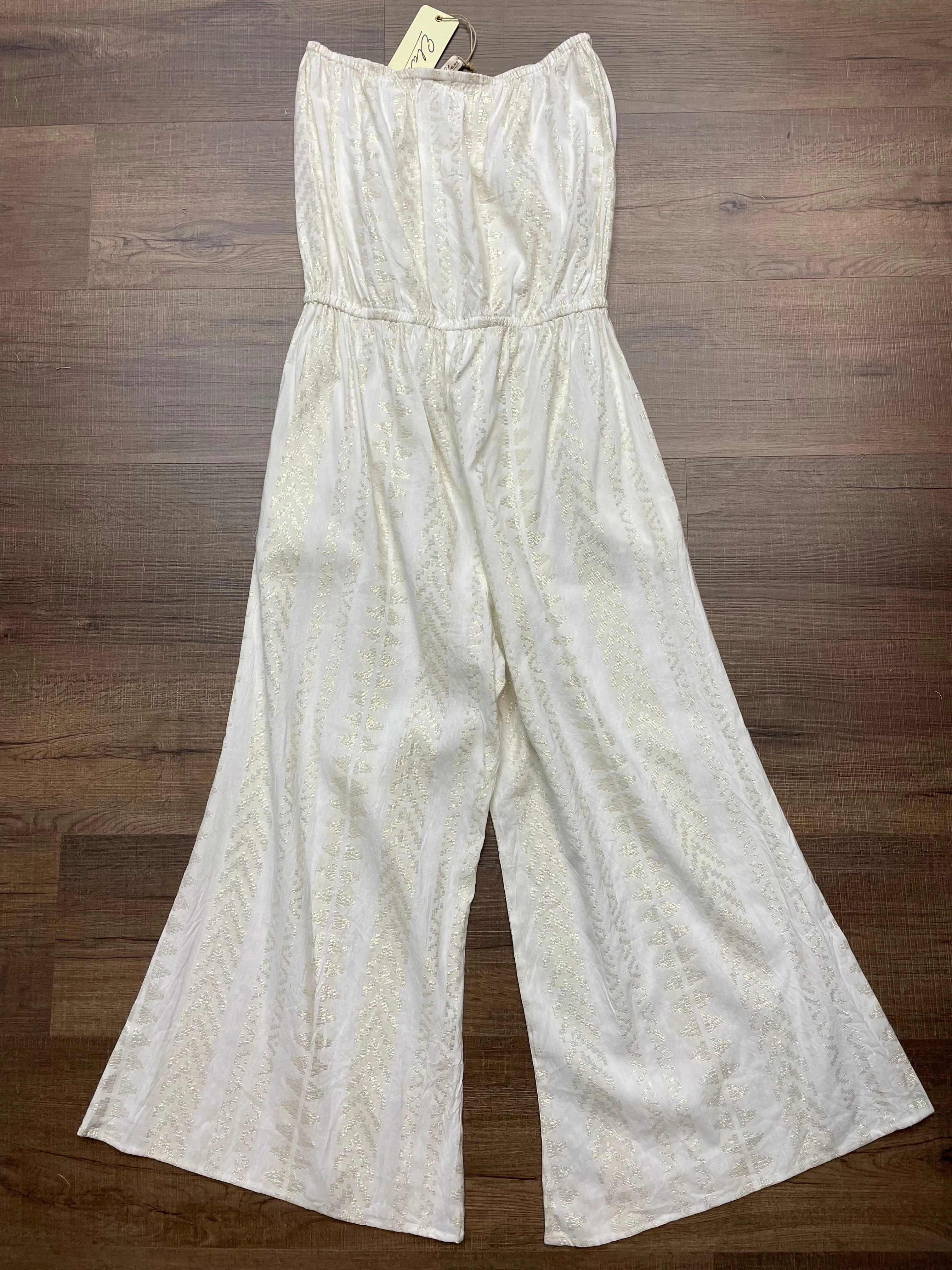 Elan Boho Style Strapless Jumpsuit w/ Drawstring Waist (M)