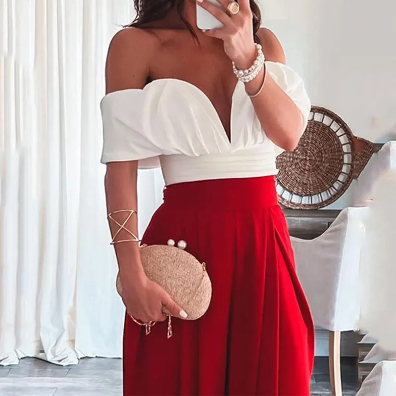 Elegant Off-shoulder Top & Pants Two-pieces Set