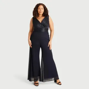 Emalina Navy Metallic Jumpsuit