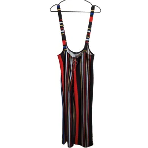 Fashion Nova Womens Sz XL Striped Jumpsuit Overalls Red Black