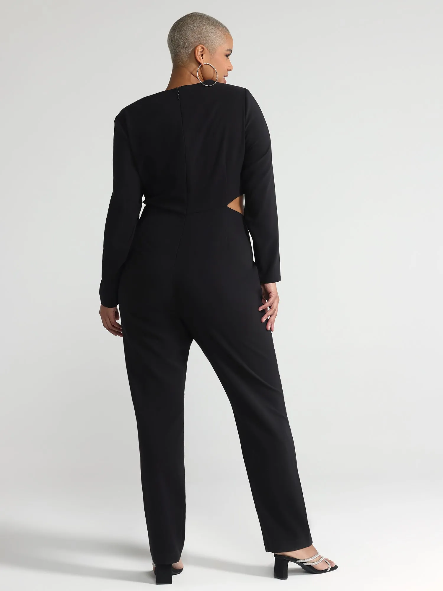 Fashion To Figure - Kristi Heart Button Side Cutout Jumpsuit