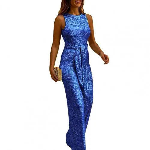 Fashionable Sequin Sleeveless Jumpsuit