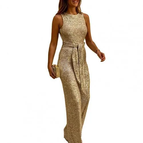 Fashionable Sequin Sleeveless Jumpsuit