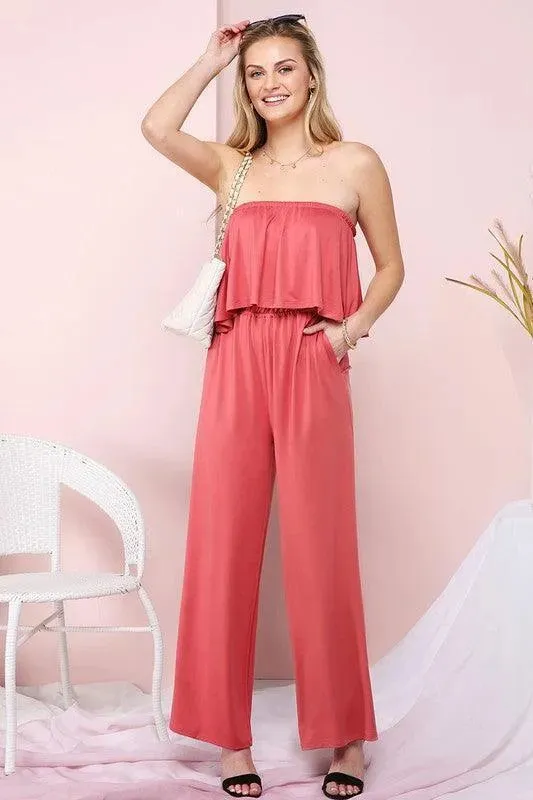 Flare Tube Top Jumpsuit