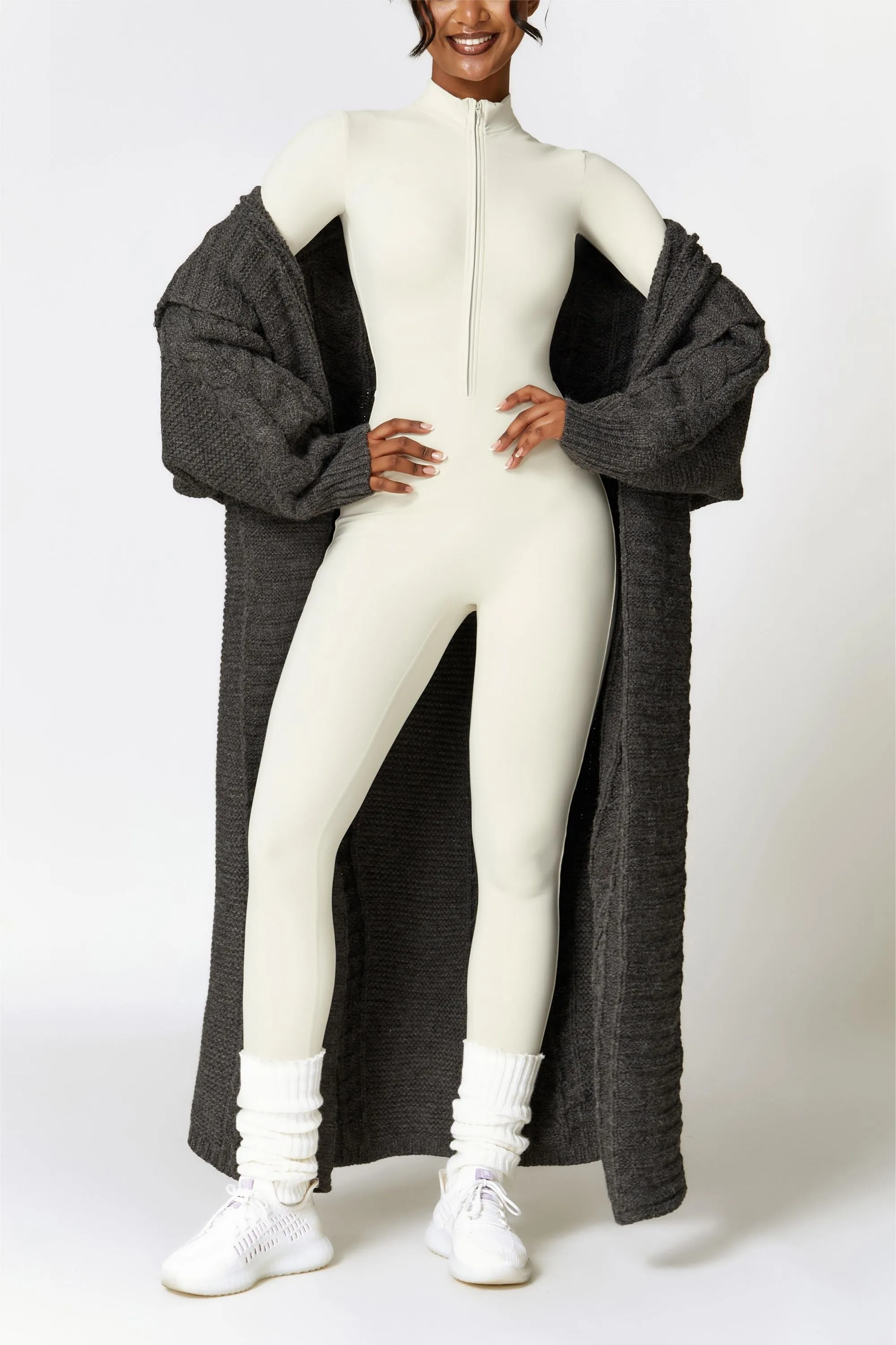 Fleece-Lined Half-Zip Active Jumpsuit