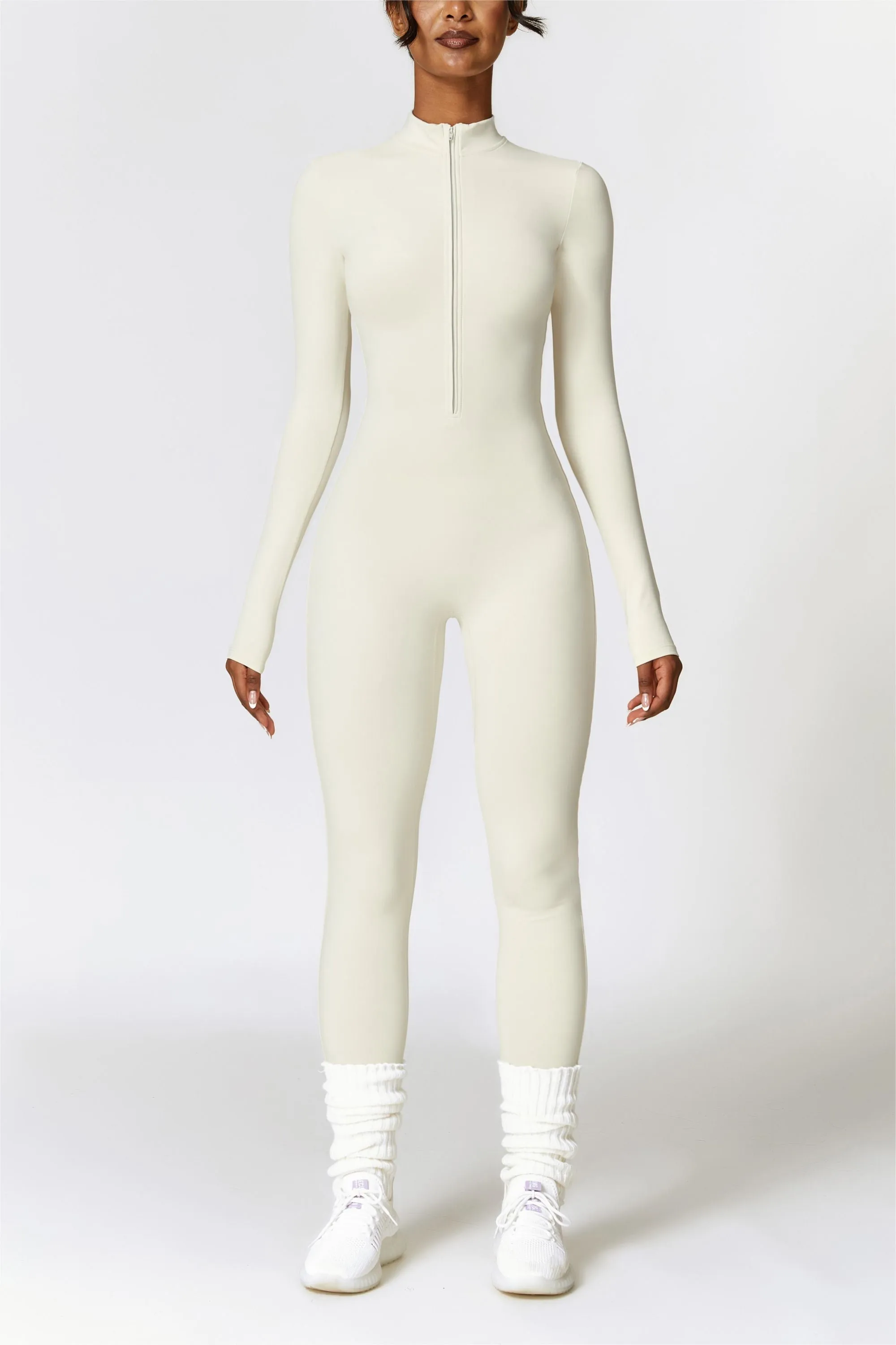 Fleece-Lined Half-Zip Active Jumpsuit