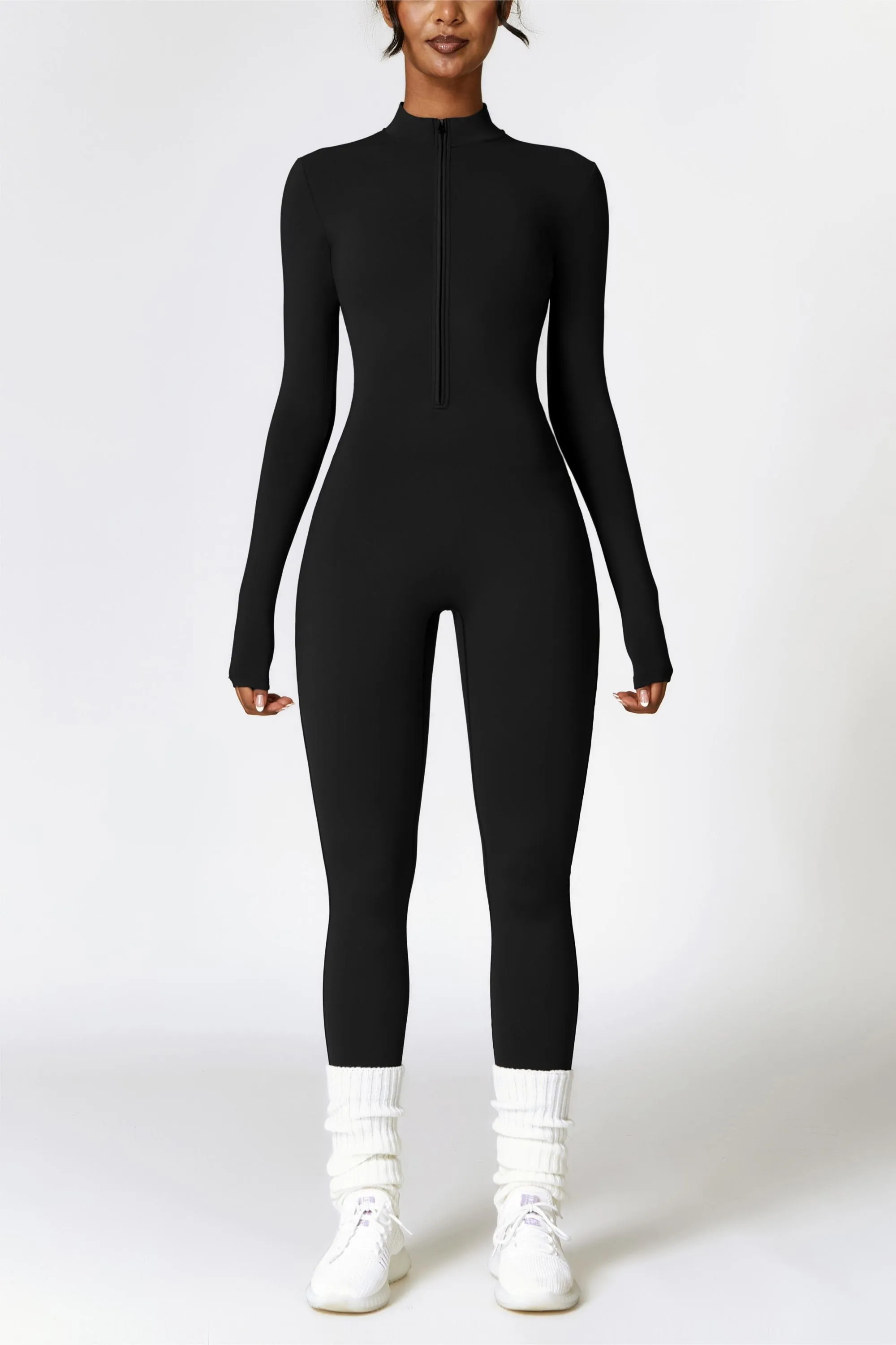 Fleece-Lined Half-Zip Active Jumpsuit