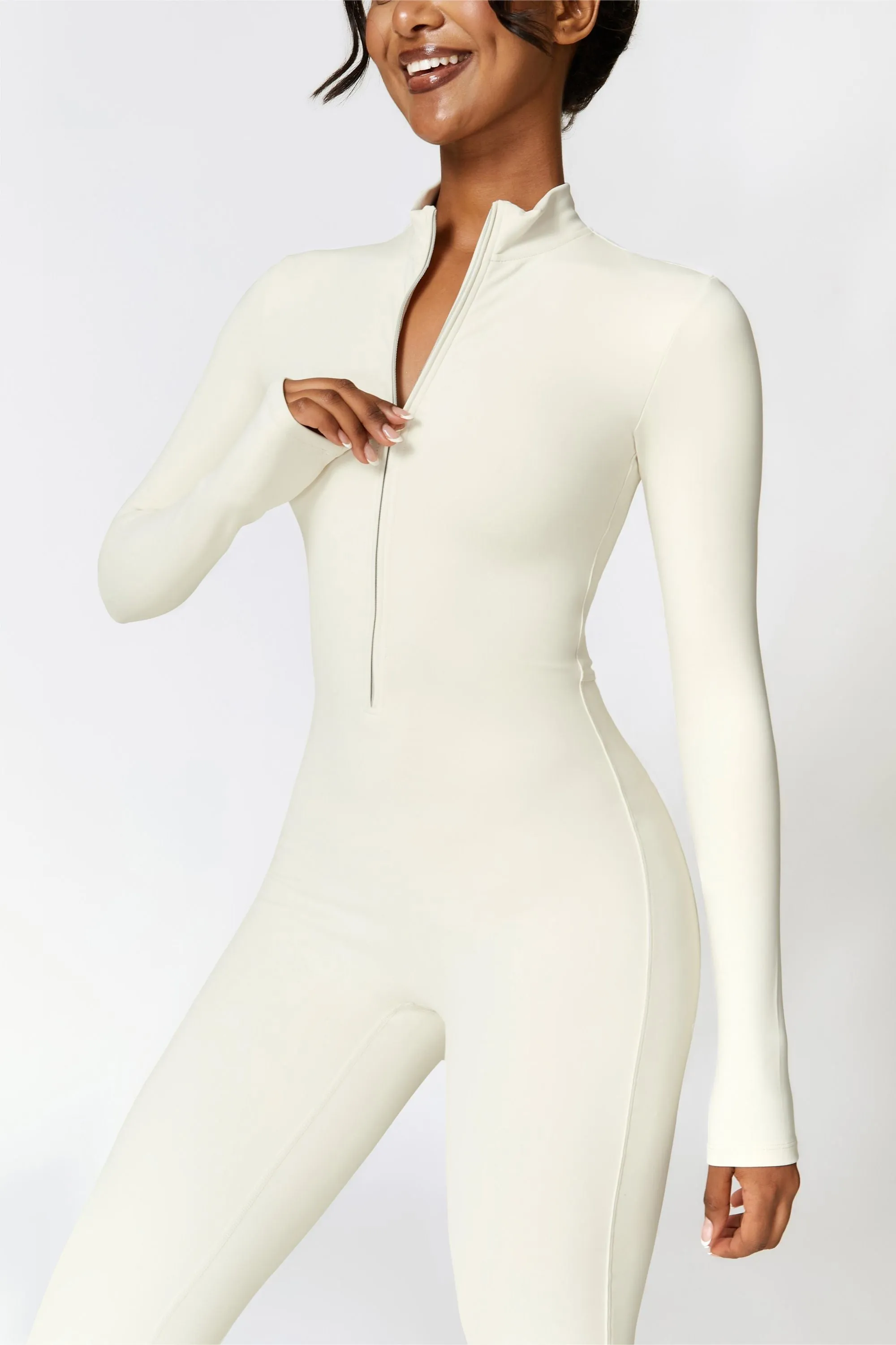 Fleece-Lined Half-Zip Active Jumpsuit