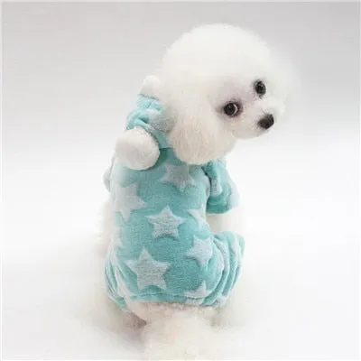 Fleece Pajamas Jumpsuit Winter Dog Clothes Star Pattern Warm Jumpsuits