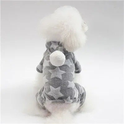 Fleece Pajamas Jumpsuit Winter Dog Clothes Star Pattern Warm Jumpsuits