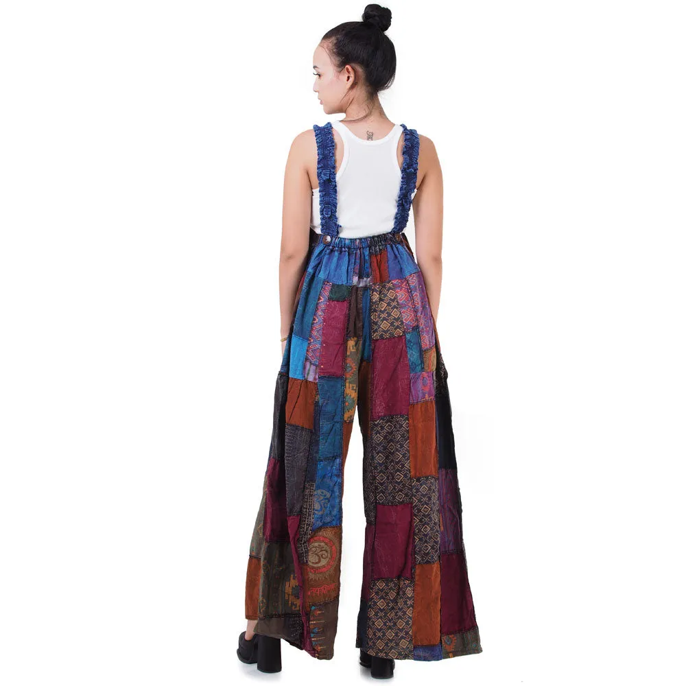 Forest Green Spiritual Patchwork Jumpsuit Overall