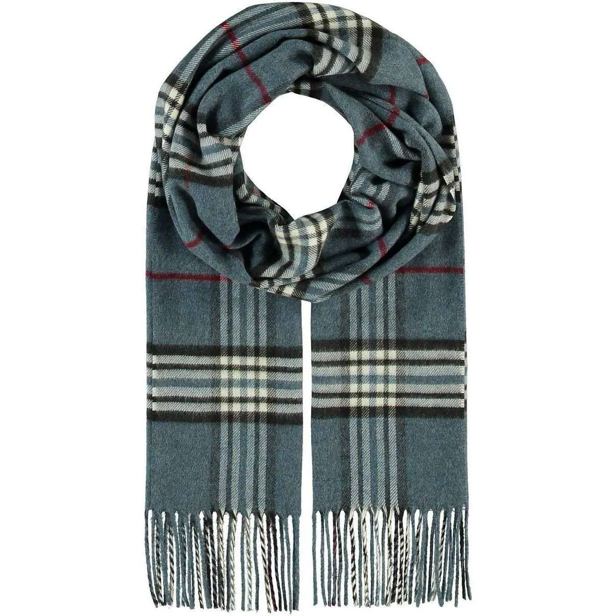 Fraas Checked Scarf - Ice Blue