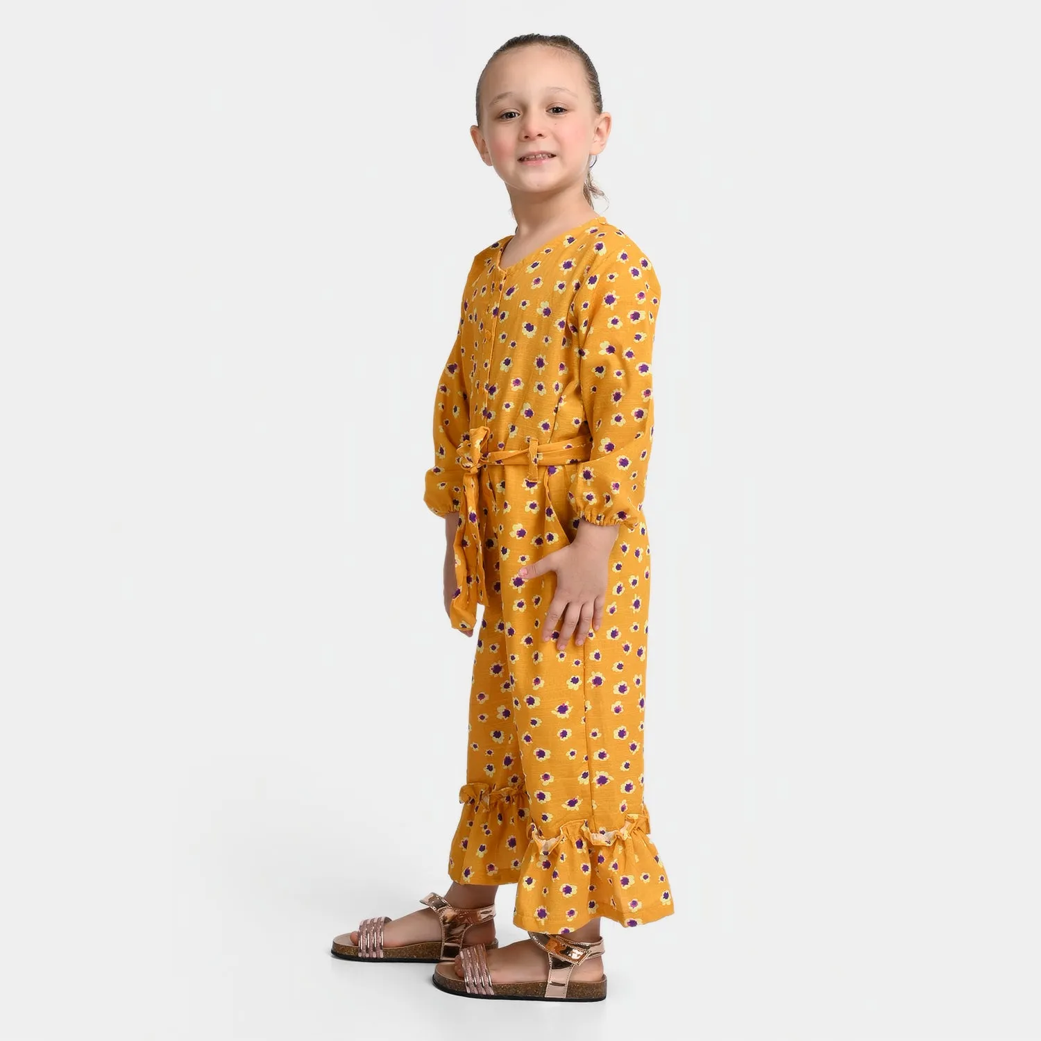 Girls khaddar Jumpsuit -Yellow