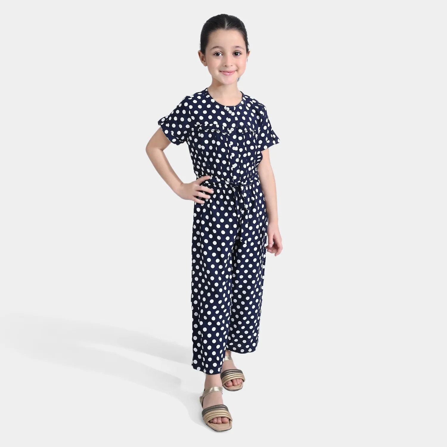 Girls Marina Jumpsuit Polka Dots-Blue