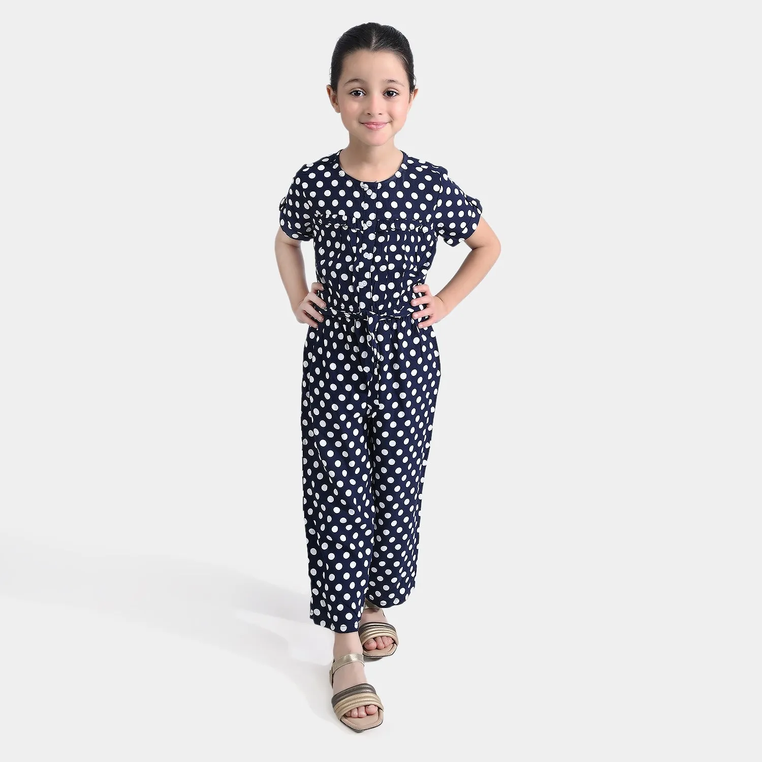 Girls Marina Jumpsuit Polka Dots-Blue