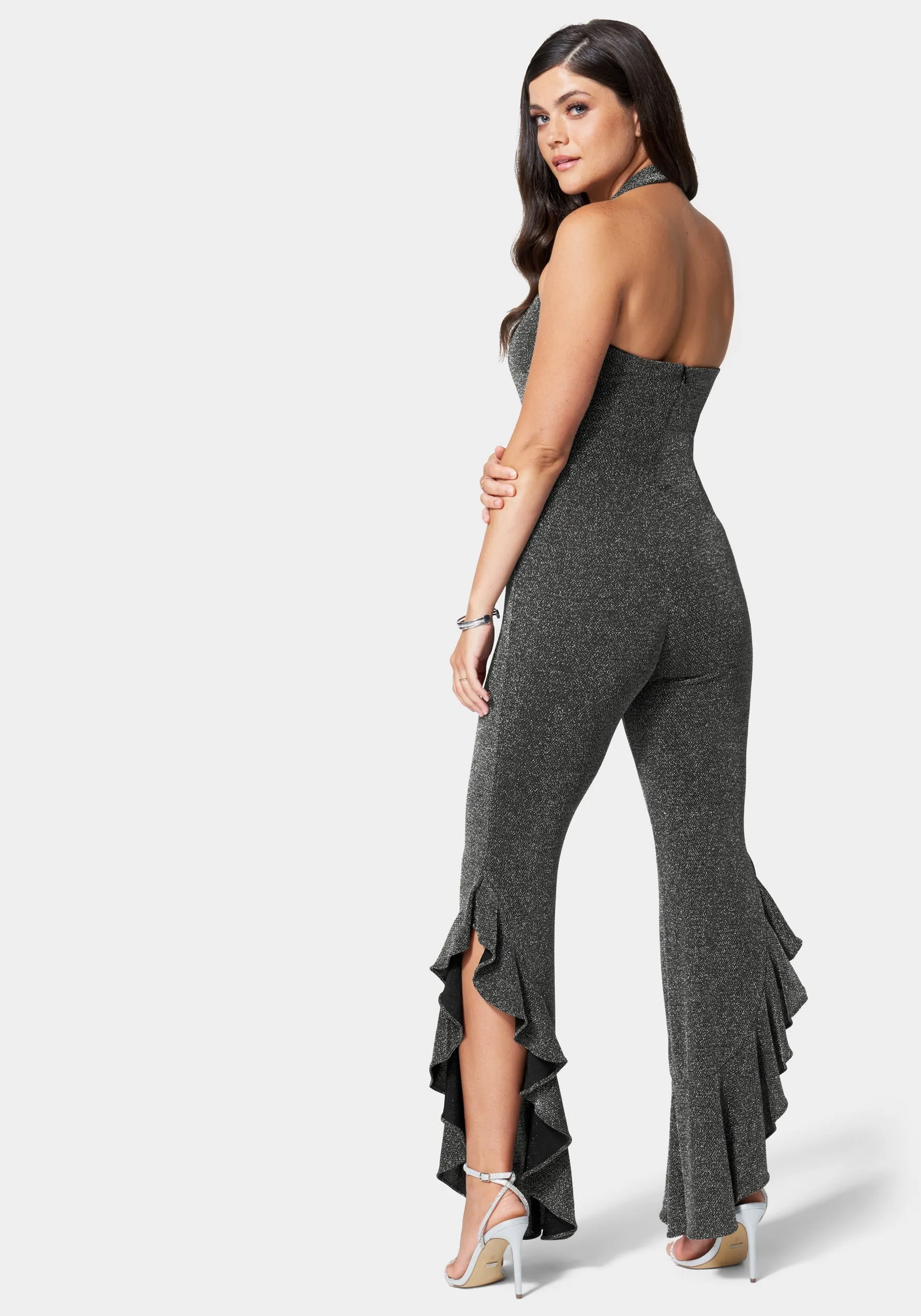 Glitter Knit Ruffle Leg Jumpsuit