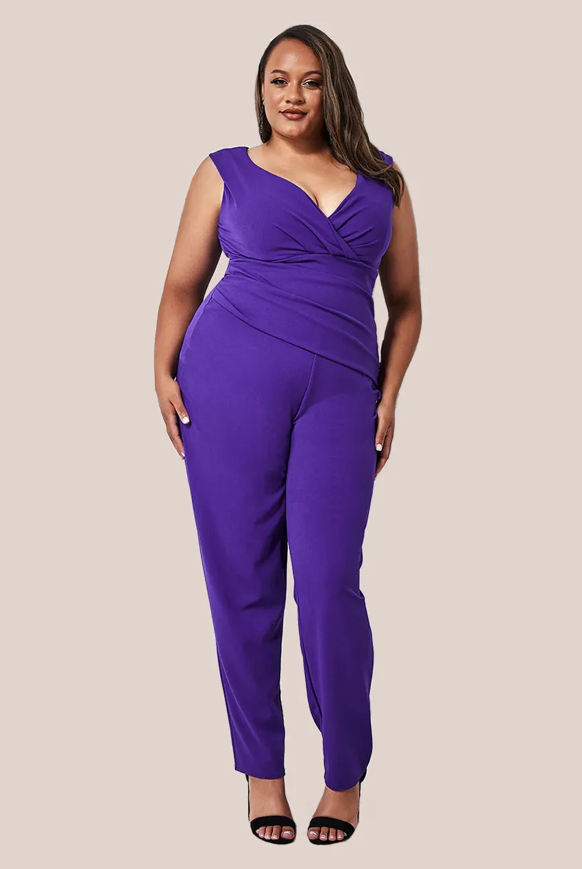 Goddiva Plus Bardot Scuba Jumpsuit - Purple