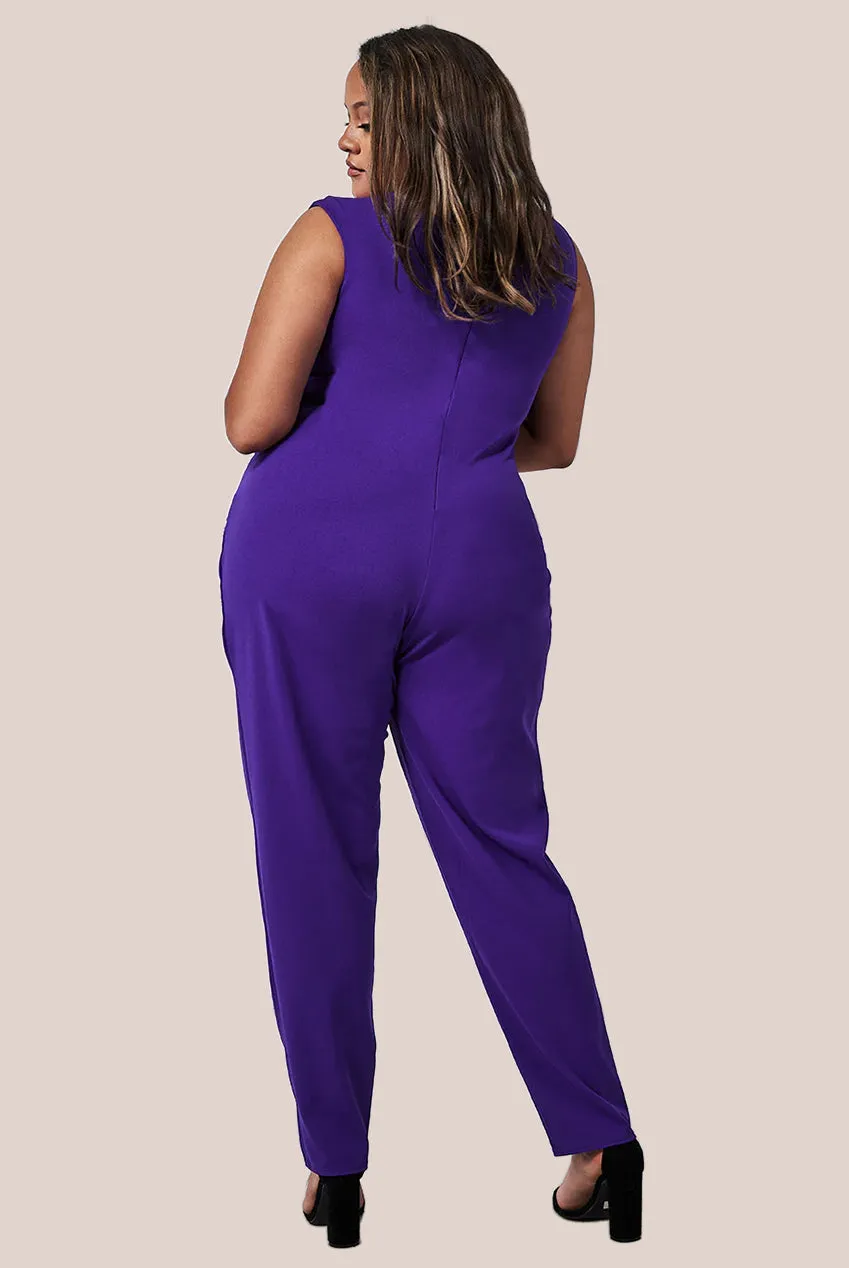 Goddiva Plus Bardot Scuba Jumpsuit - Purple