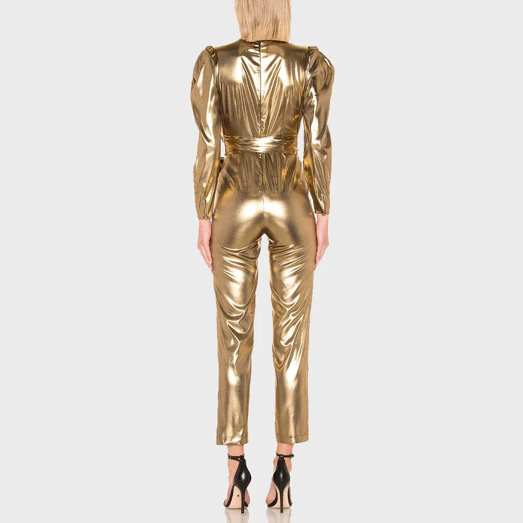 Gold Leather Jumpsuit for Women