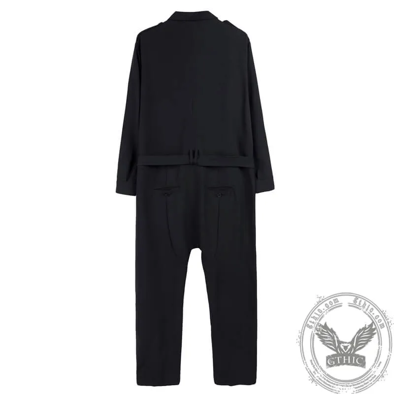 Gothic Belted Multi-Button Jumpsuit