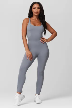 Grey Lace Up Legging Jumpsuit