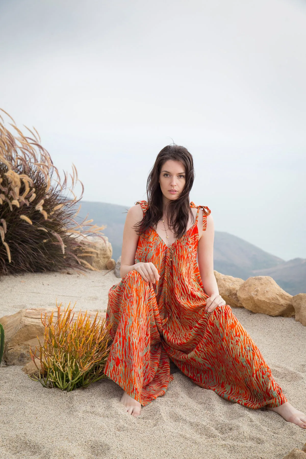 Gypsy Jumpsuit in Batik Zebra Orange Gold