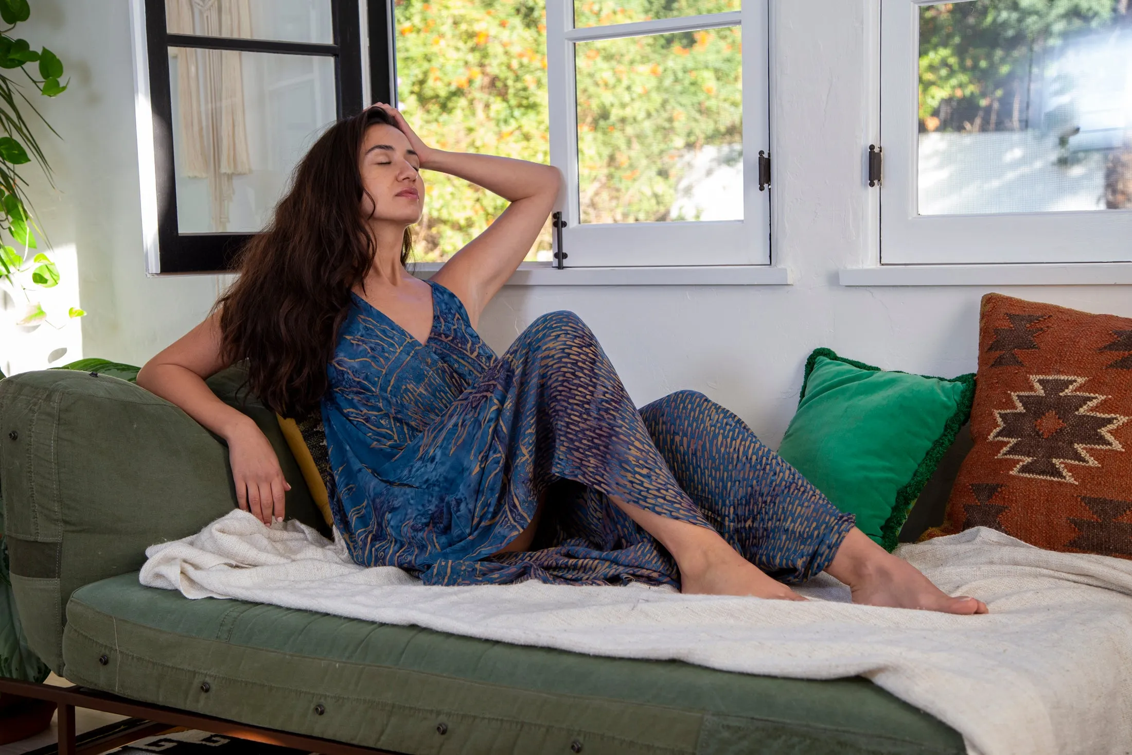 Gypsy Jumpsuit in Montauk Batik Denim Raindrop