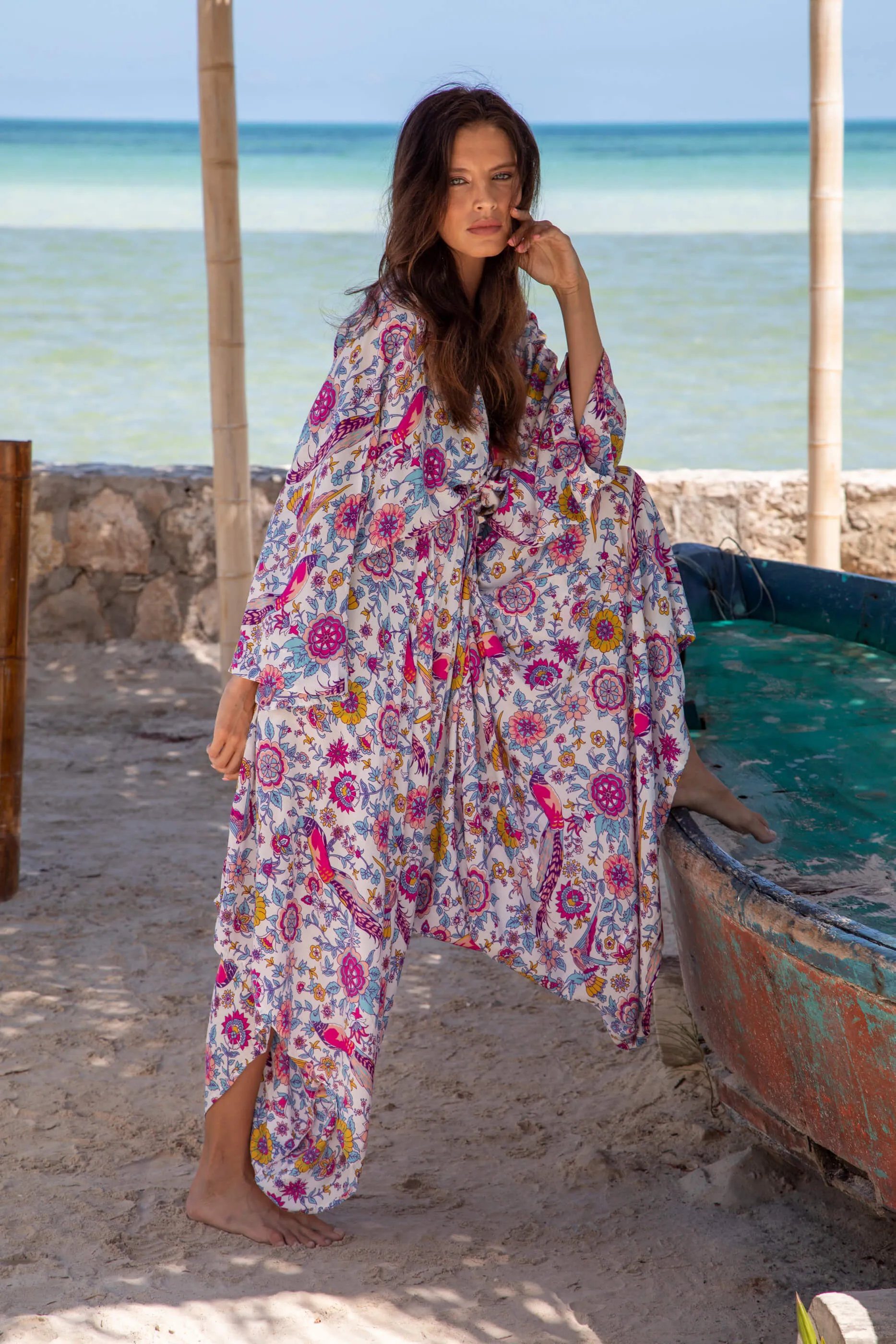 Gypsy Jumpsuit in Premium Birds of Paradise White Floral