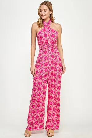 HALTER RUCHED WAIST JUMPSUIT