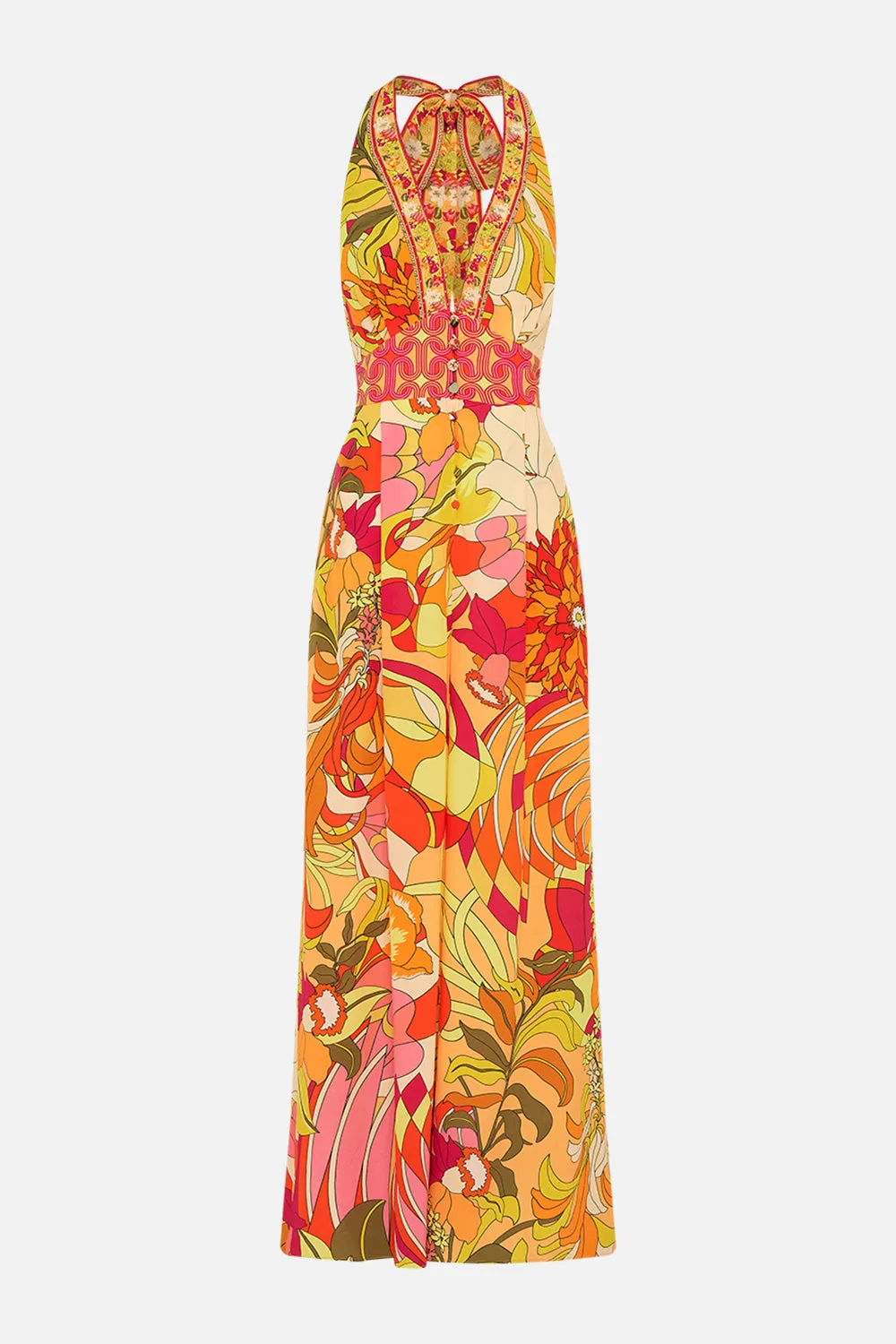 HALTERNECK JUMPSUIT WITH TIE NECK THE FLOWER CHILD SOCIETY