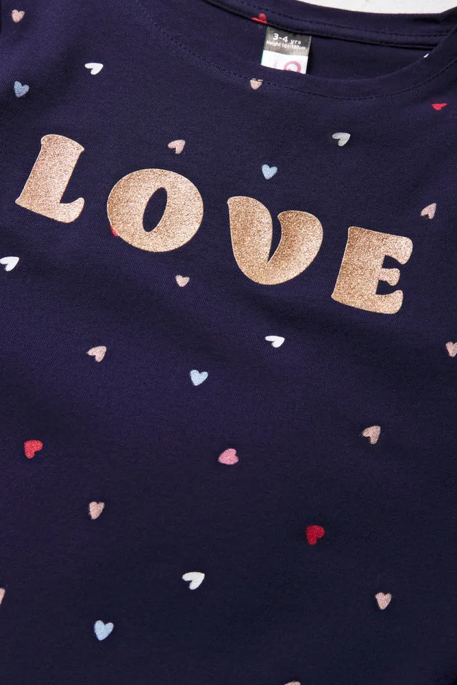 Hearts Long Sleeve T-Shirt Navy