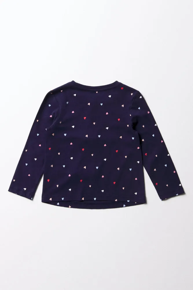 Hearts Long Sleeve T-Shirt Navy