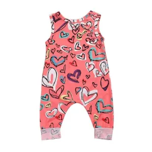 Hearts Sleeveless Baby Jumpsuit