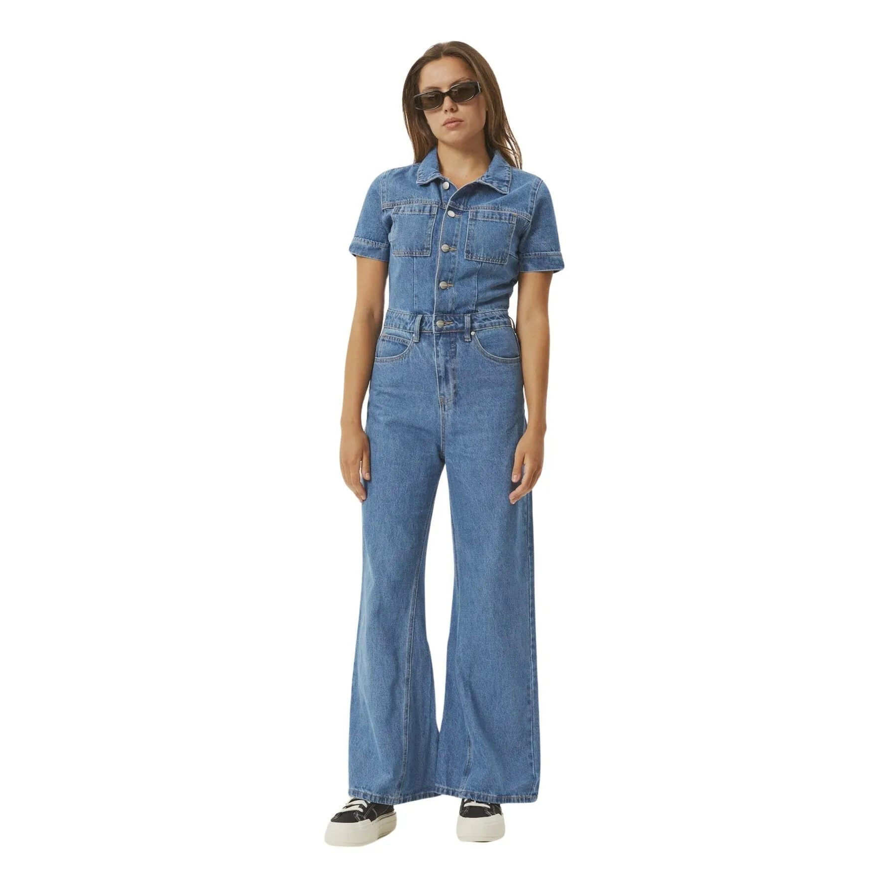 Hemp Denim Flared Jumpsuit